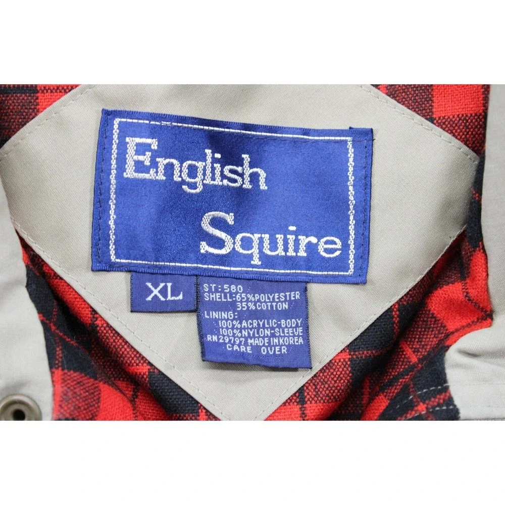 Vintage‎ English Square Polyester Trench Coat Beige Size XL